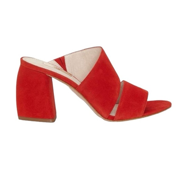 Louise et Cie Lo-Kala Red Suede Leather Heeled Strappy Slide Sandals Size 5 M - Picture 13 of 13